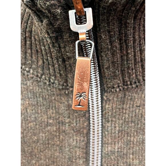 Tommy Bahama 1/4‎ Zip Pullover Sweater Mens large Brown blue stitching Vented - Picture 7 of 8